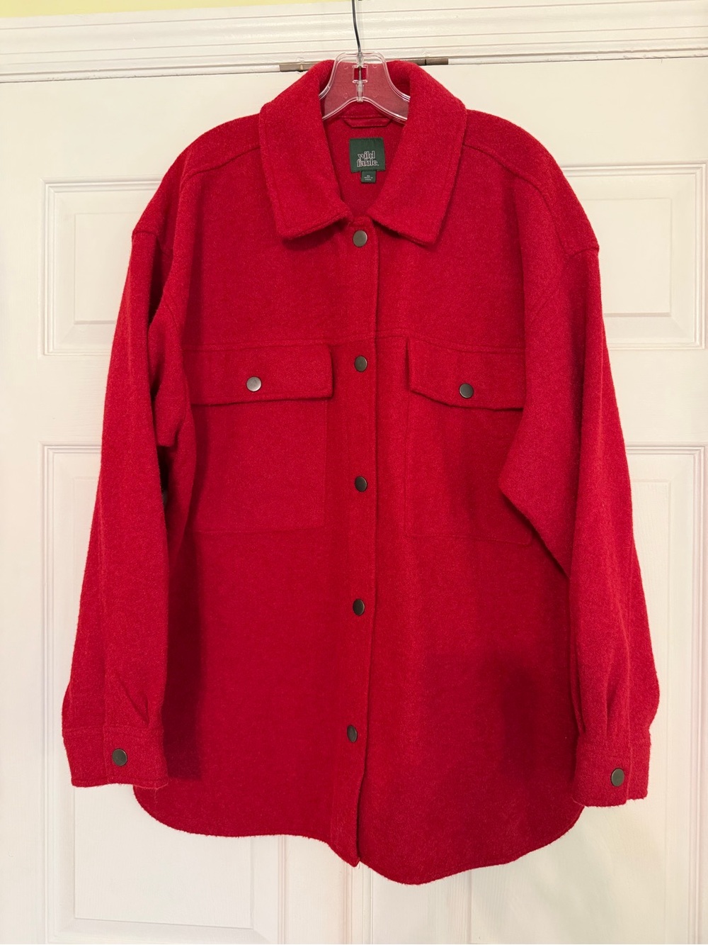 Red Wool-like SnapFront Shacket Jacket - Wild Fable